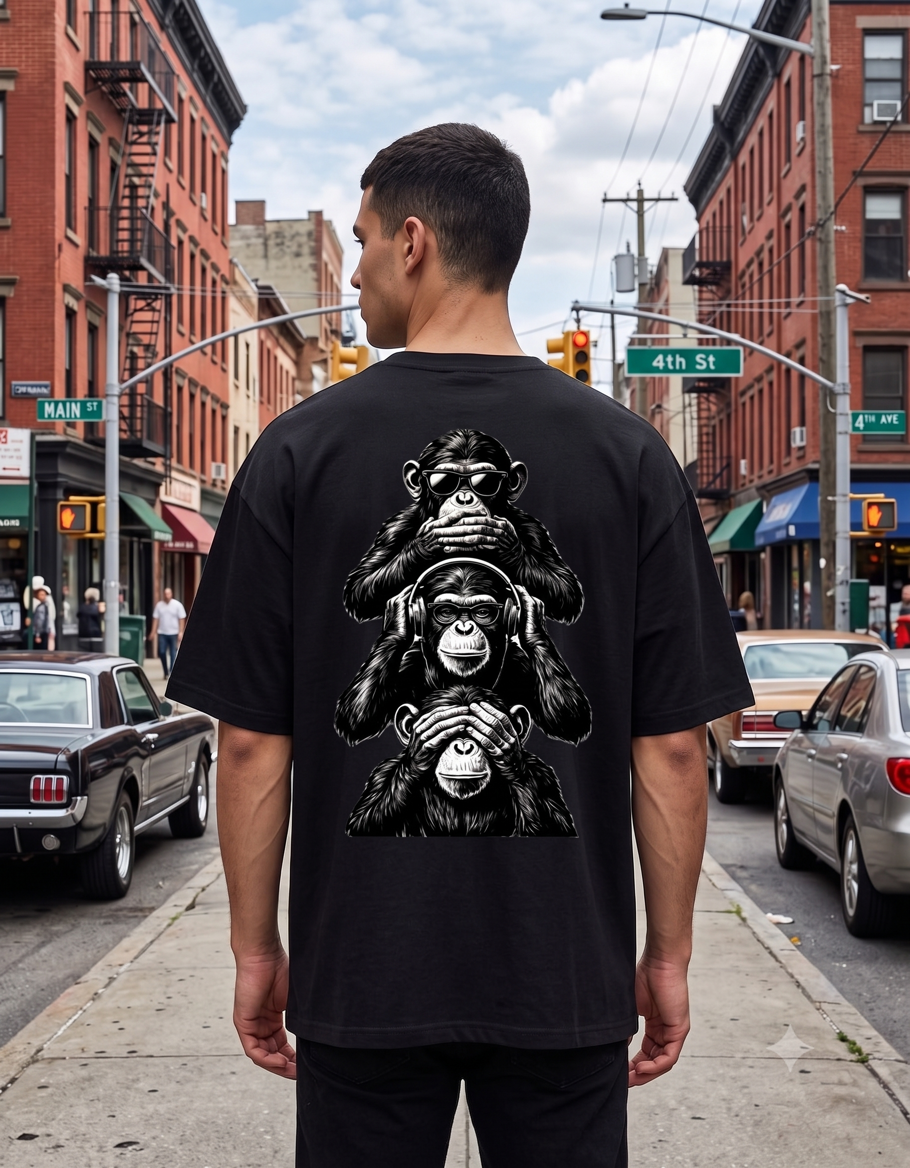 "Three Wise Monkeys"| Unisex Oversized Classic T-Shirt