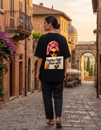 "Better Late Than Ugly" Retro Girl Back Print | Unisex Oversized Classic T-Shirt
